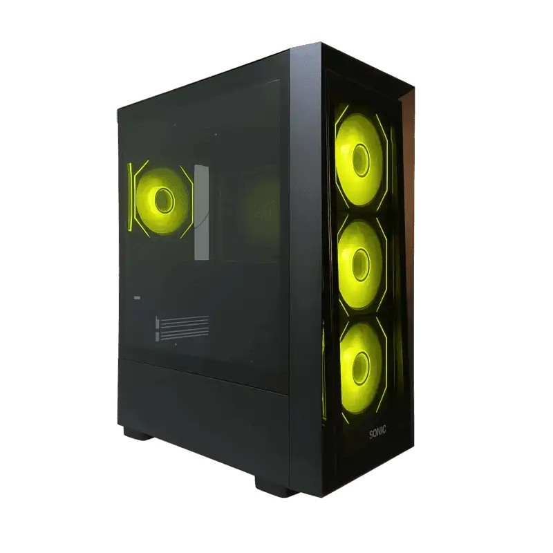 Sonic C05 ARGB Mid-Tower ATX Gaming Case – Black/White (4x Fans)