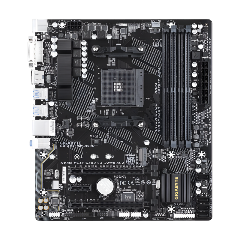 RYZEN MOTHERBOARD GA-AX370M-DS3H MICRO ATX (USED)