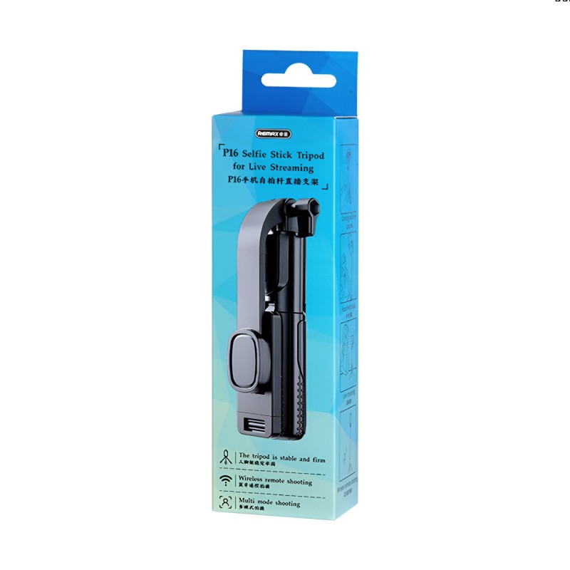 Remax P16 Black Selfie Stick Tripod for Live Streaming