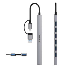ORICO YSA2-U3 2-IN-7 USB Hub | USB-C & USB 3.0 to 7-Port USB Hub