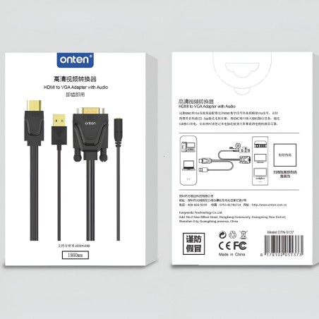 ONTEN HDTV TO VGA CABLE WITH AUDIO CABLE LENGTH 1.8M