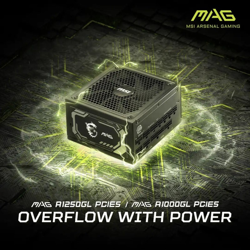 MSI MAG A1000GL PCIE5 1000W 80 PLUS Gold Power Supply Fully Modular