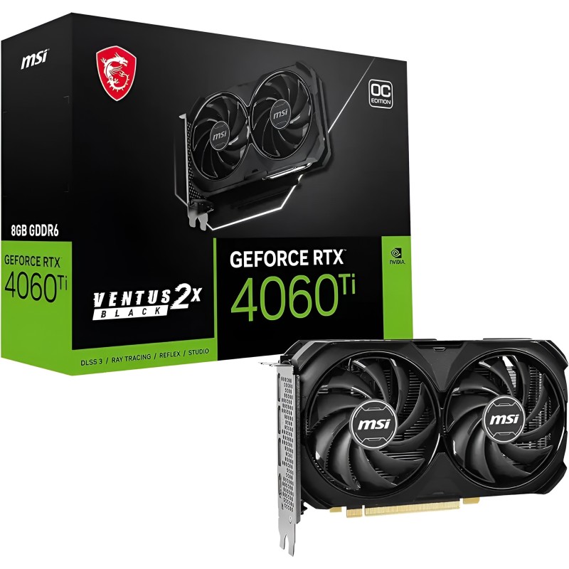MSI GeForce RTX 4060 Ti Ventus 2X Black 8GB OC Graphics Card