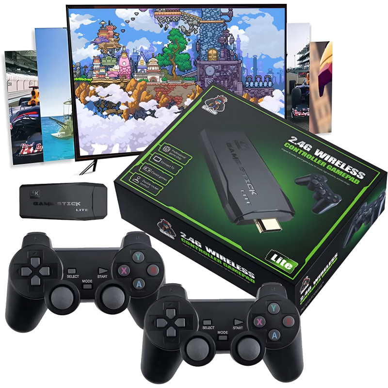 M8 64GB HDMI Game Stick Lite Console  2× 2.4G Wireless Controllers