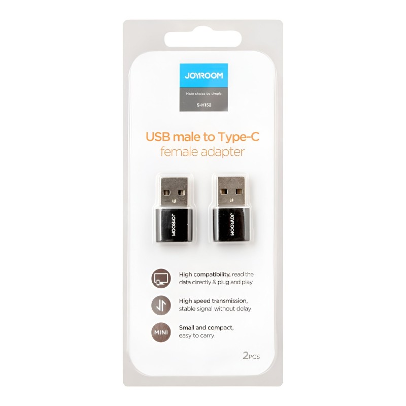 Joyroom S-H152 USB male to Type-C female adapter 2Pcs black