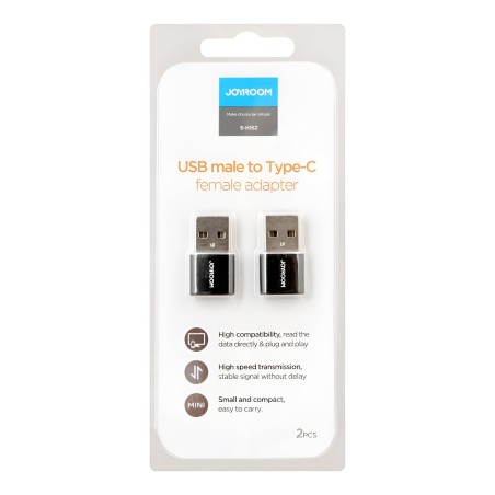 Joyroom S-H152 USB male to Type-C female adapter 2Pcs black