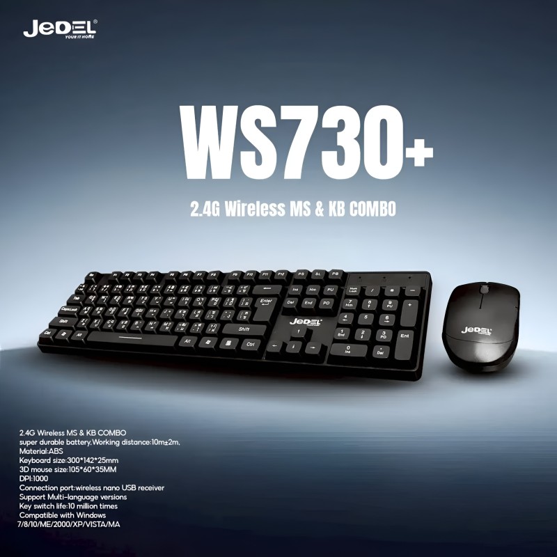 JEDEL WS730+ Wireless Keyboard & Mouse Combo