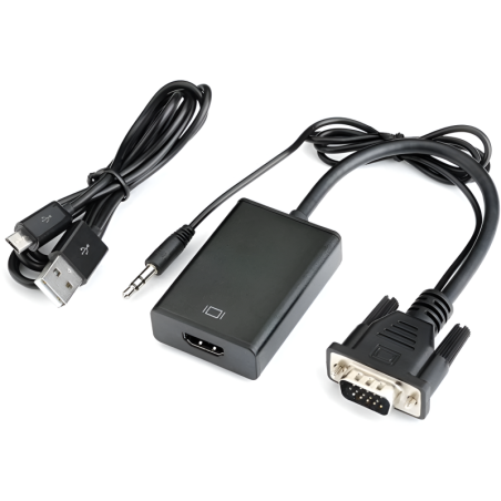 VGA to HDMI Converter with 3.5mm Audio – High-Quality Video & Sound