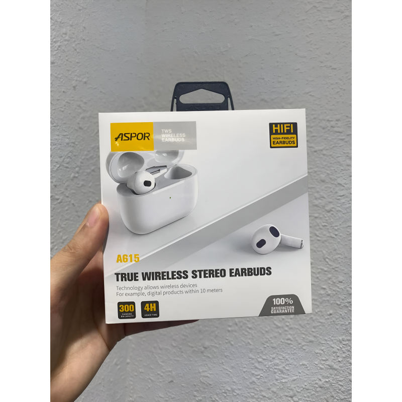 ASPOR A615 Wireless Earbuds – HiFi Sound & Wireless Charging